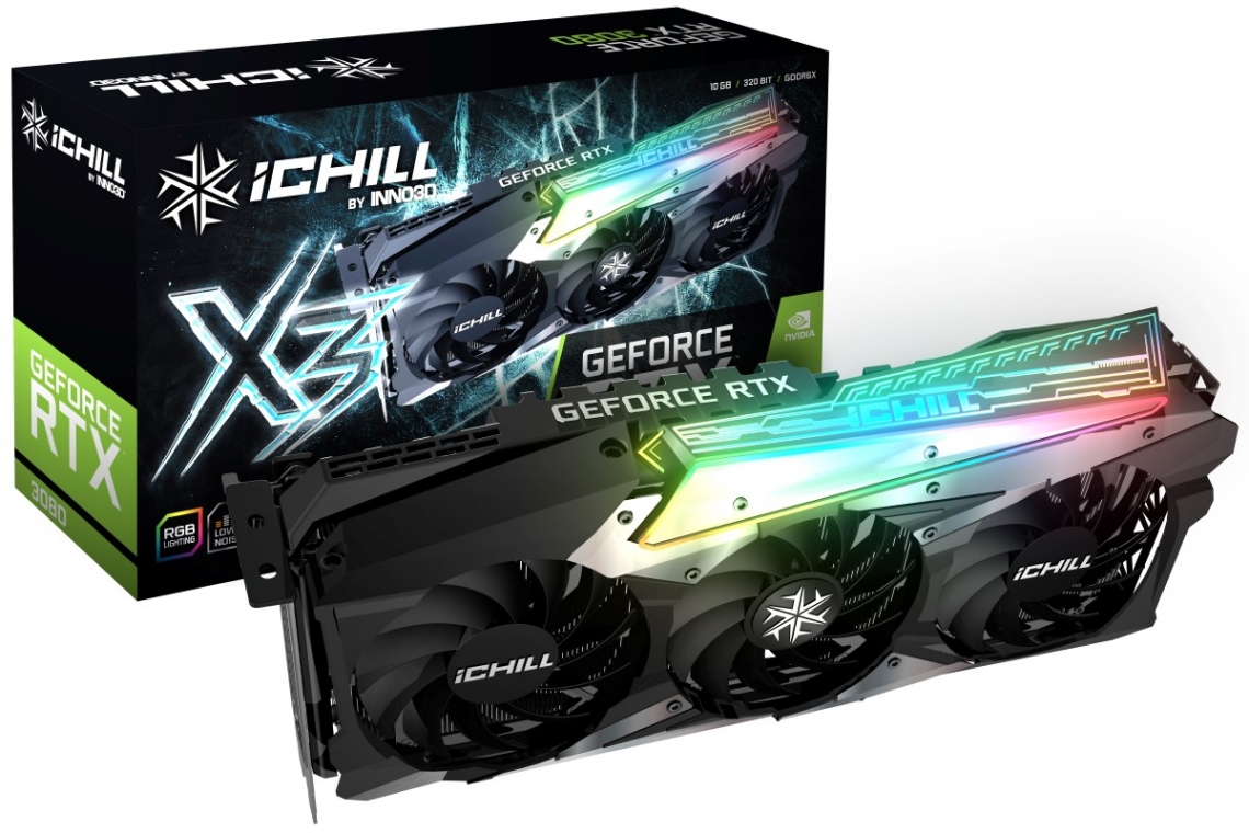 GeForce RTX3080 iChill X3 10GB グラフィックボード 3連ファンクーラー搭載の「GeForce RTX 3080 iCHILL X3」が発売